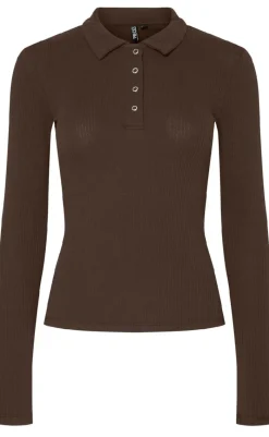 Clearance Bluse - Kitte LS Polo - Chicory Coffee Bluser