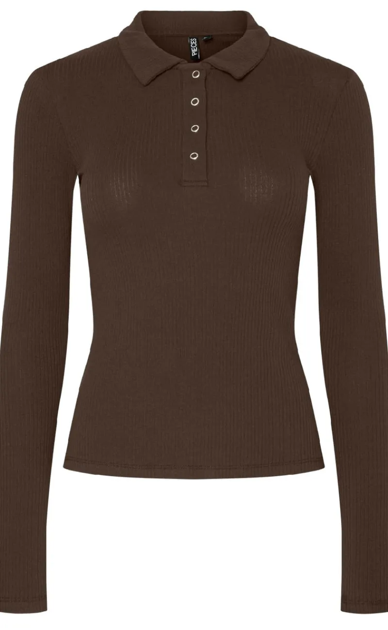 Clearance Bluse - Kitte LS Polo - Chicory Coffee Bluser