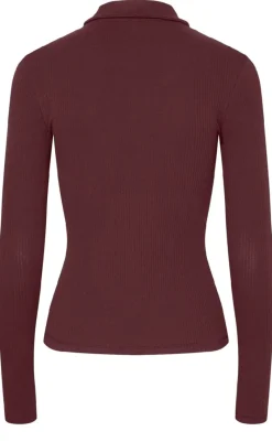 Bluse - Kitte LS Polo - Tawny Port Bluser