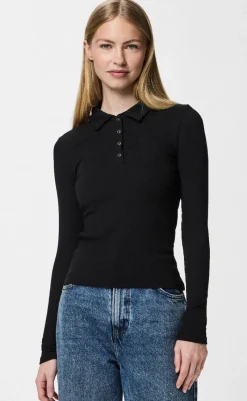 Online Bluse - Kitte LS Polo - Black Bluser