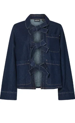 Hot Bluse - Ofelia Bow - Medium Blue Bluser