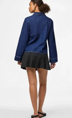 Hot Bluse - Ofelia Bow - Medium Blue Bluser