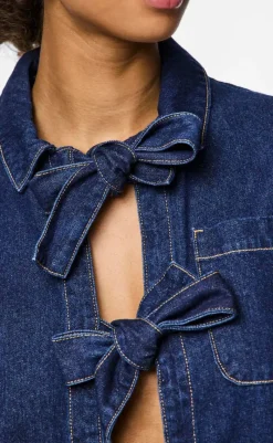 Hot Bluse - Ofelia Bow - Medium Blue Bluser