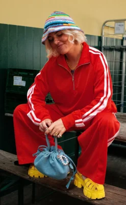 Outlet Bukser - Grace - High Risk Red/Pink A Boo Stripe Bukser & Jeans