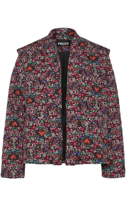 Discount Jakke - Saroline - Black w. Ditsy Flower Heart Jakker & Frakker|Alt Overtøj