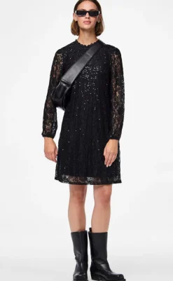 Kjole - Olline Lace Sequins - Black Kjoler