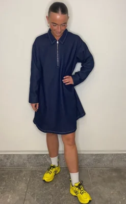 Online Kjole - Shirley Short Denim - Black Denim Kjoler