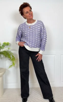 Discount Strik - Diana - Cloud Dancer/Lavender Striktrøjer & Sweat