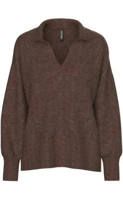 Hot Striktrøje - Malou Polo - Chicory Coffee Melange Striktrøjer & Sweat