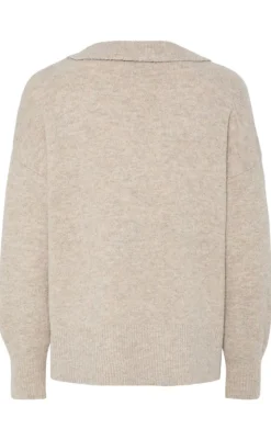 Outlet Striktrøje - Malou Polo - Taupe Gray Melange Striktrøjer & Sweat