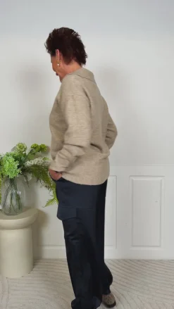 Outlet Striktrøje - Malou Polo - Taupe Gray Melange Striktrøjer & Sweat