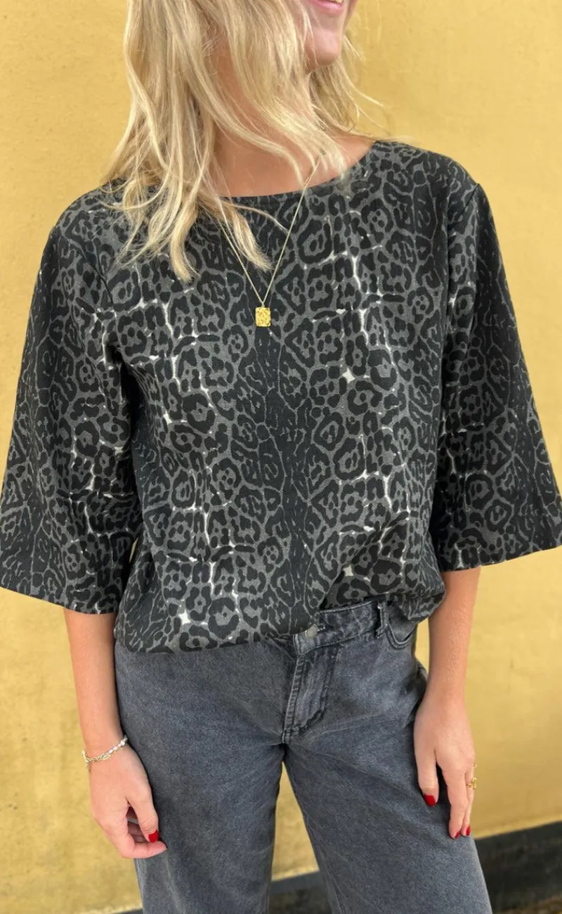 Hot Bluse - Lara - Grey Leopard Bluser