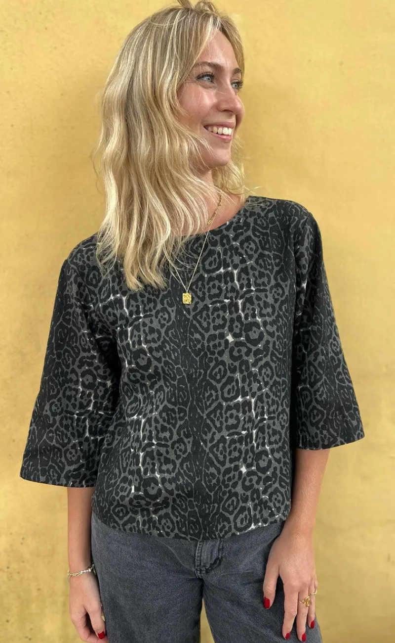 Hot Bluse - Lara - Grey Leopard Bluser