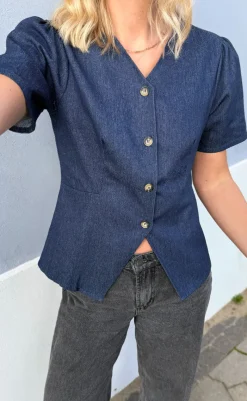 Bluse - Venja - Dark Blue Denim Bluser