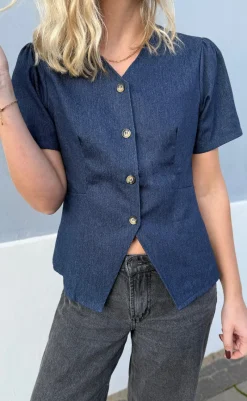 Bluse - Venja - Dark Blue Denim Bluser