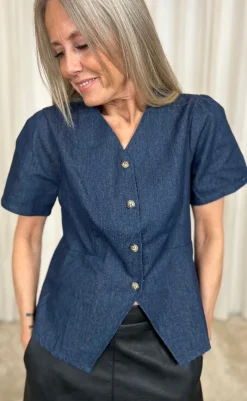 Bluse - Venja - Dark Blue Denim Bluser