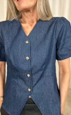 Bluse - Venja - Dark Blue Denim Bluser