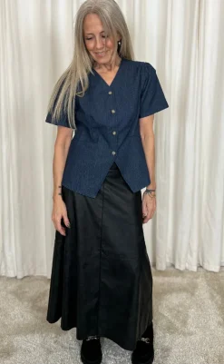 Bluse - Venja - Dark Blue Denim Bluser