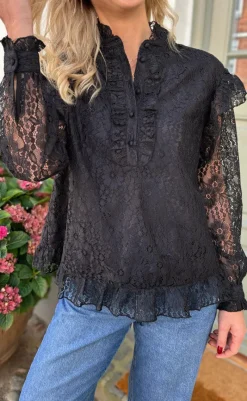 Discount Bluse - Pia Lace - Black Bluser