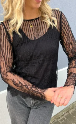 Outlet Bluse - Lissa Lace - Black Bluser