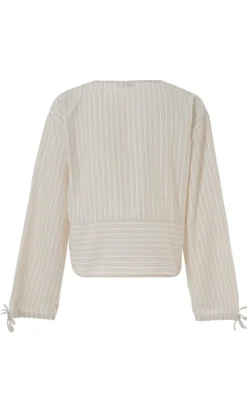 Bluse - Cornelia - Camel / White Stripe (vendbar) Bluser