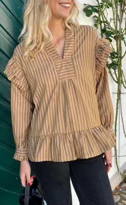Best Bluse - Wilja - Brown Striped Bluser