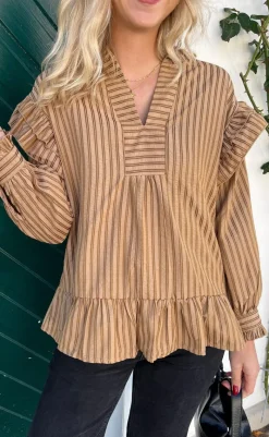 Best Bluse - Wilja - Brown Striped Bluser