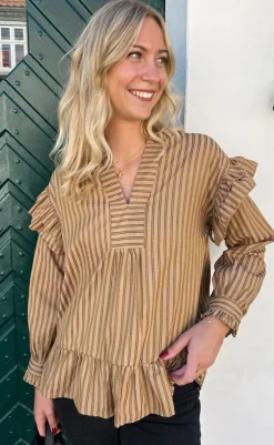 Best Bluse - Wilja - Brown Striped Bluser