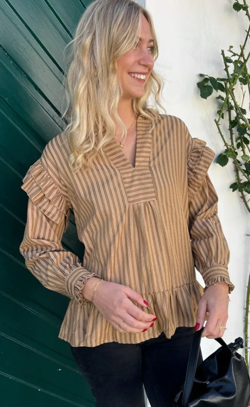 Best Bluse - Wilja - Brown Striped Bluser