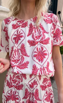 Online Bluse - Vicky - White/Pink Paisley Bluser