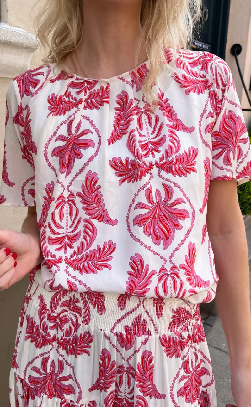 Online Bluse - Vicky - White/Pink Paisley Bluser