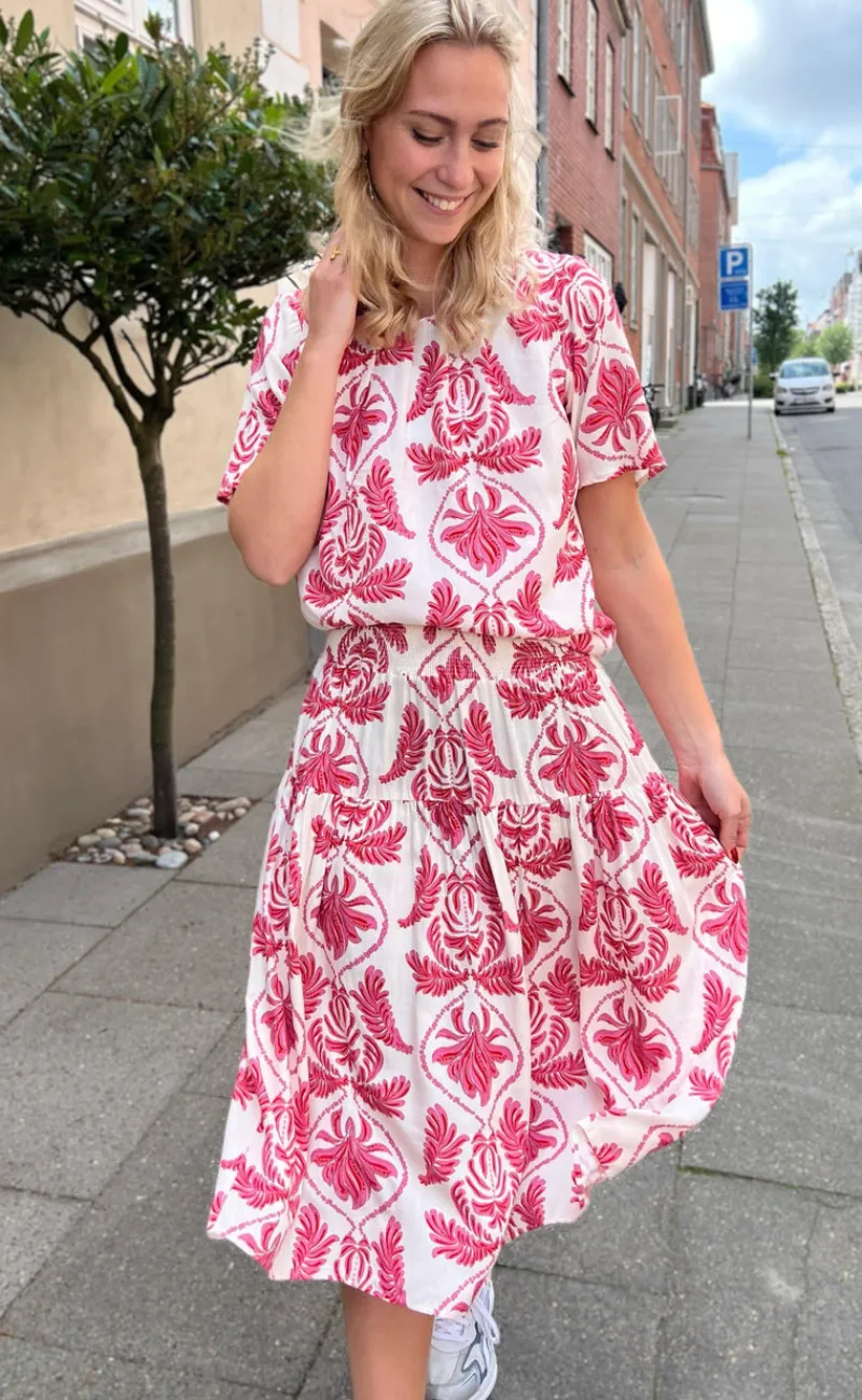 Online Bluse - Vicky - White/Pink Paisley Bluser