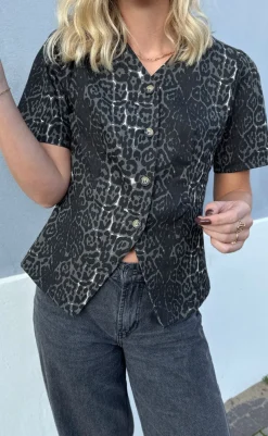New Bluse - Venja - Grey Leopard Bluser