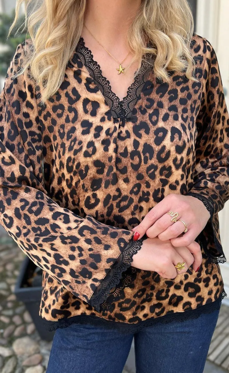 Discount Bluse - Safina - Leopard Bluser