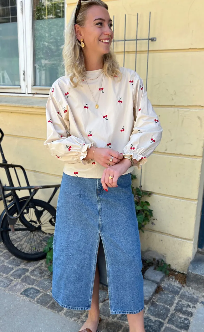 Sale Bluse - Leonora - Off White W. Cherry Bluser