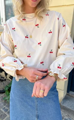 Sale Bluse - Leonora - Off White W. Cherry Bluser