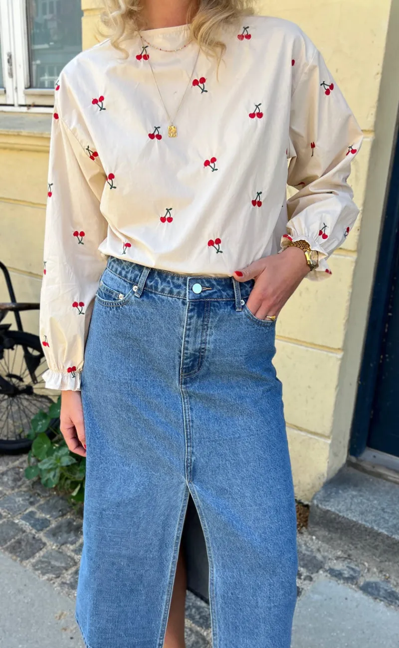 Sale Bluse - Leonora - Off White W. Cherry Bluser