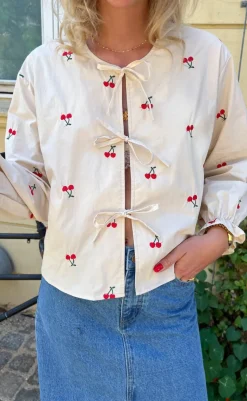 Sale Bluse - Leonora - Off White W. Cherry Bluser