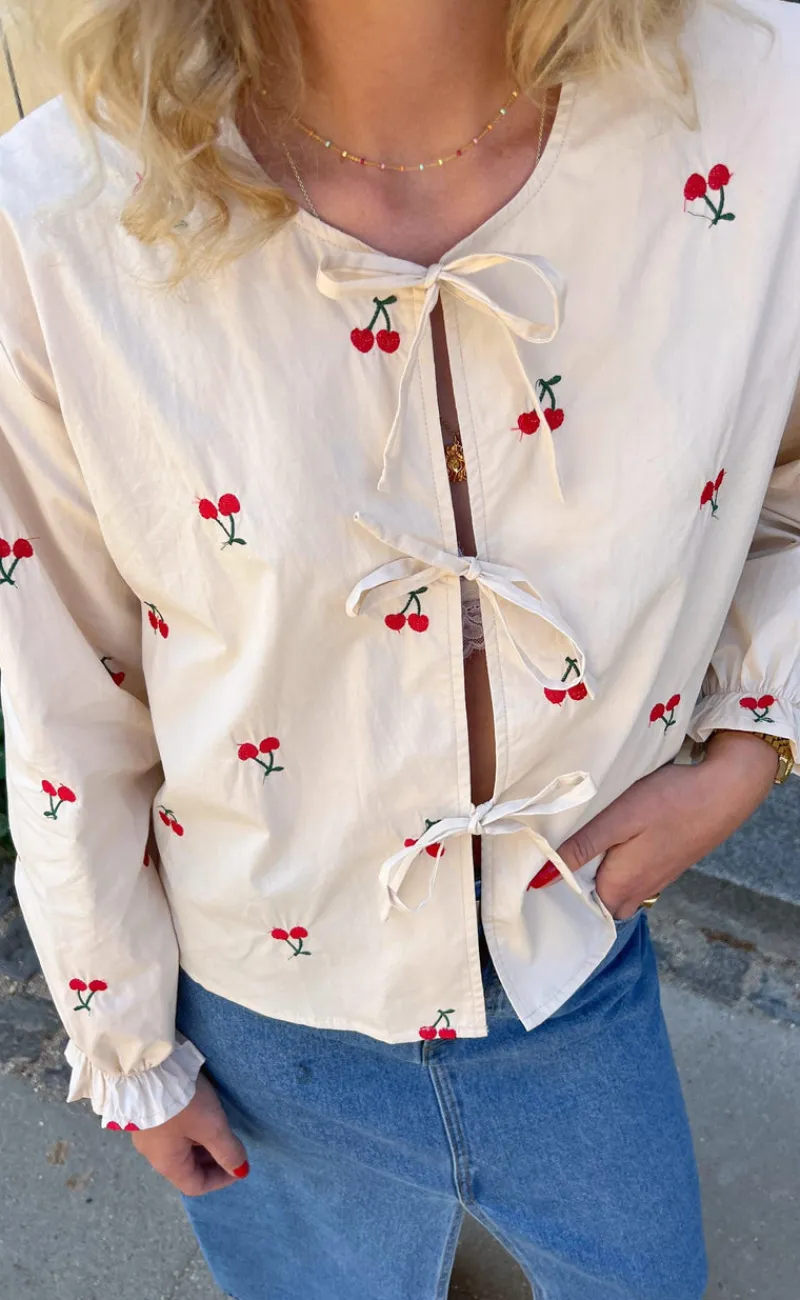 Sale Bluse - Leonora - Off White W. Cherry Bluser