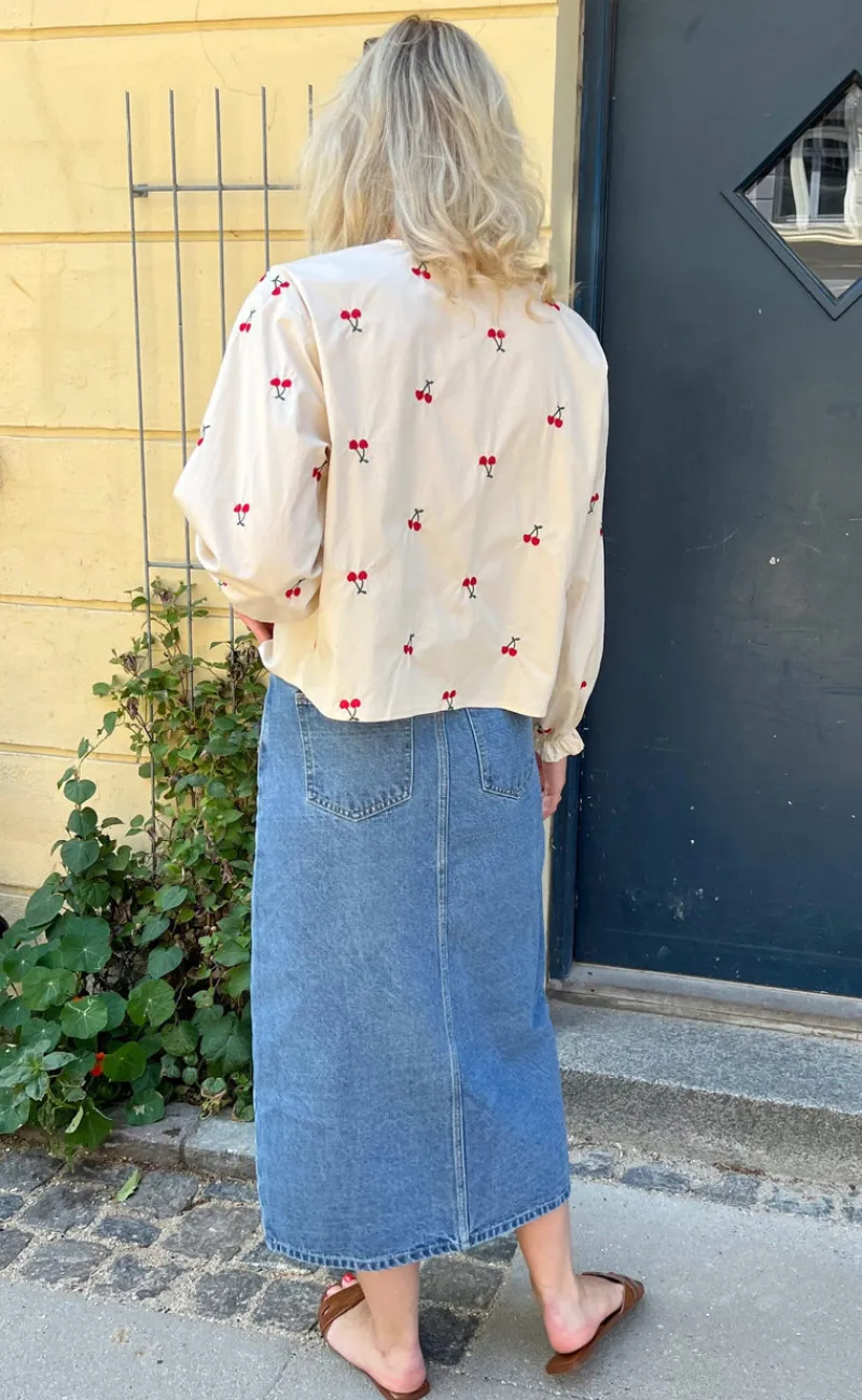 Sale Bluse - Leonora - Off White W. Cherry Bluser