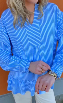 New Bluse - Wilja - Blue Striped Bluser