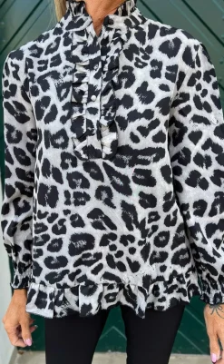 Discount Bluse - Pia - Grey Leopard Bluser