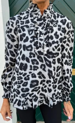 Discount Bluse - Pia - Grey Leopard Bluser