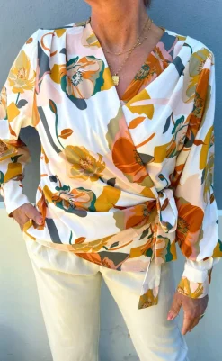 Discount Bluse - Josse - White Big Flower Bluser