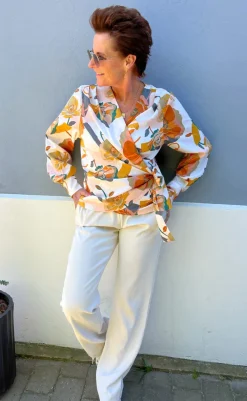 Discount Bluse - Josse - White Big Flower Bluser