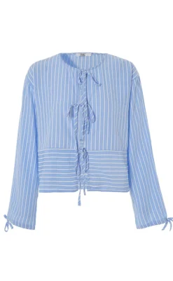 Discount Bluse - Cornelia - Blue / White Stripe (vendbar) Bluser