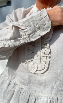 Bluse - Caroline Linen - Off White Bluser