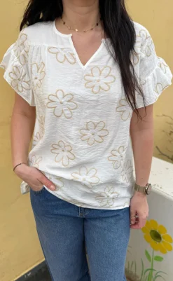 Discount Bluse - Emma - Flower Embroidery Bluser