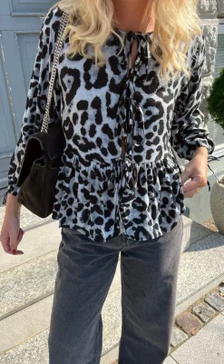 Discount Bluse - Poplin - Grey Leopard Bluser