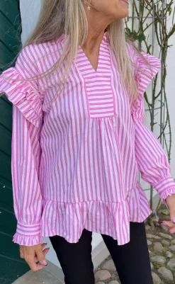 Clearance Bluse - Wilja - Pink Striped Bluser